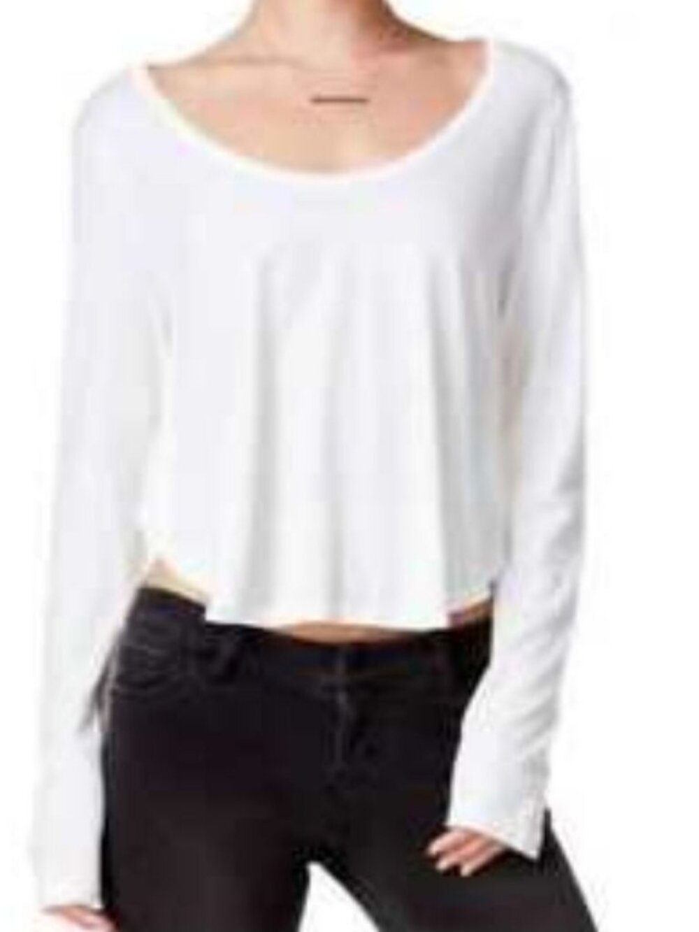 Chelsea Sky XL Antique White Thin Crop Top  Plus